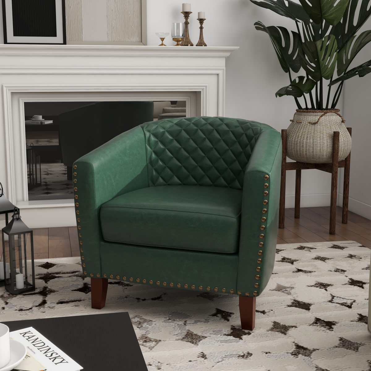 Elvina 30.12" Faux Leather Tufted Club Chair - Image 5