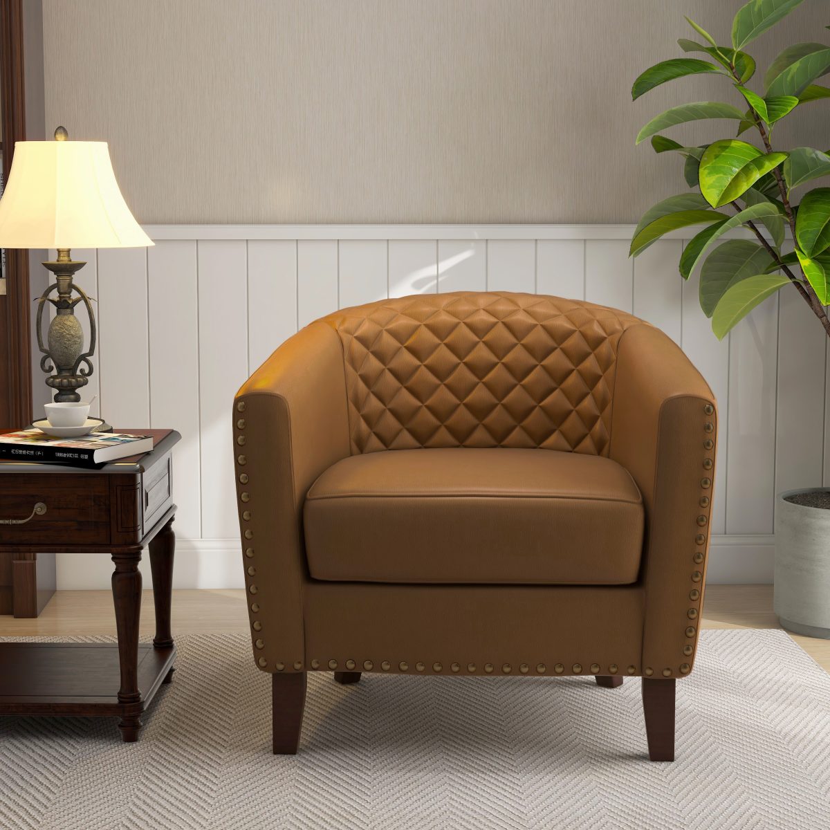 Elvina 30.12" Faux Leather Tufted Club Chair - Image 2