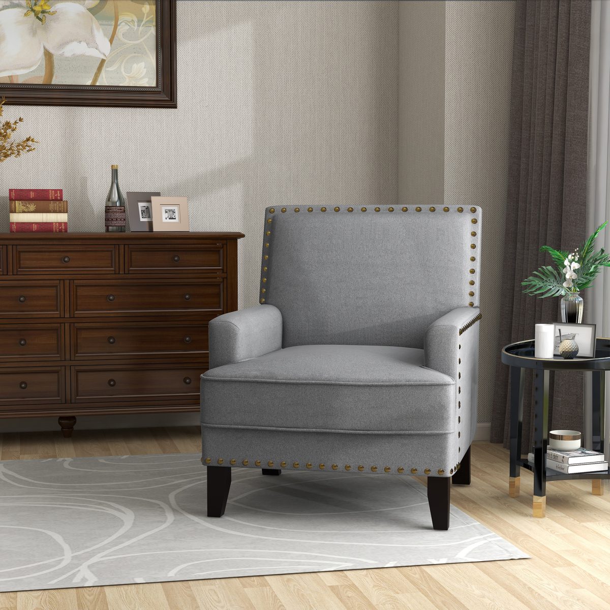 Angelina Upholstered Armchair Arm Club Chair - Image 2