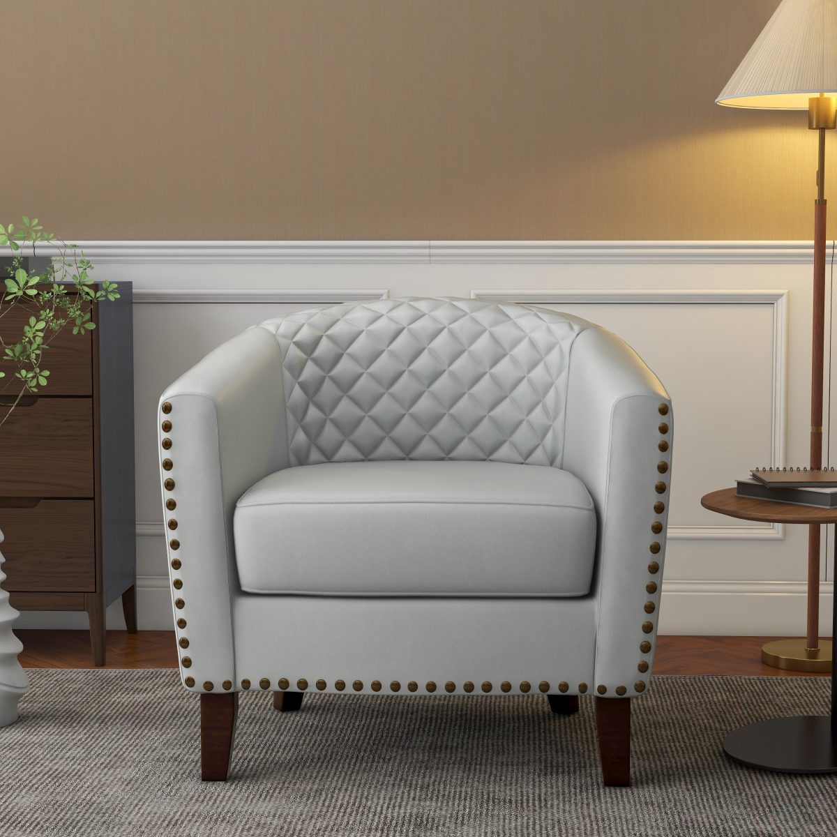 Elvina 30.12" Faux Leather Tufted Club Chair - Image 3