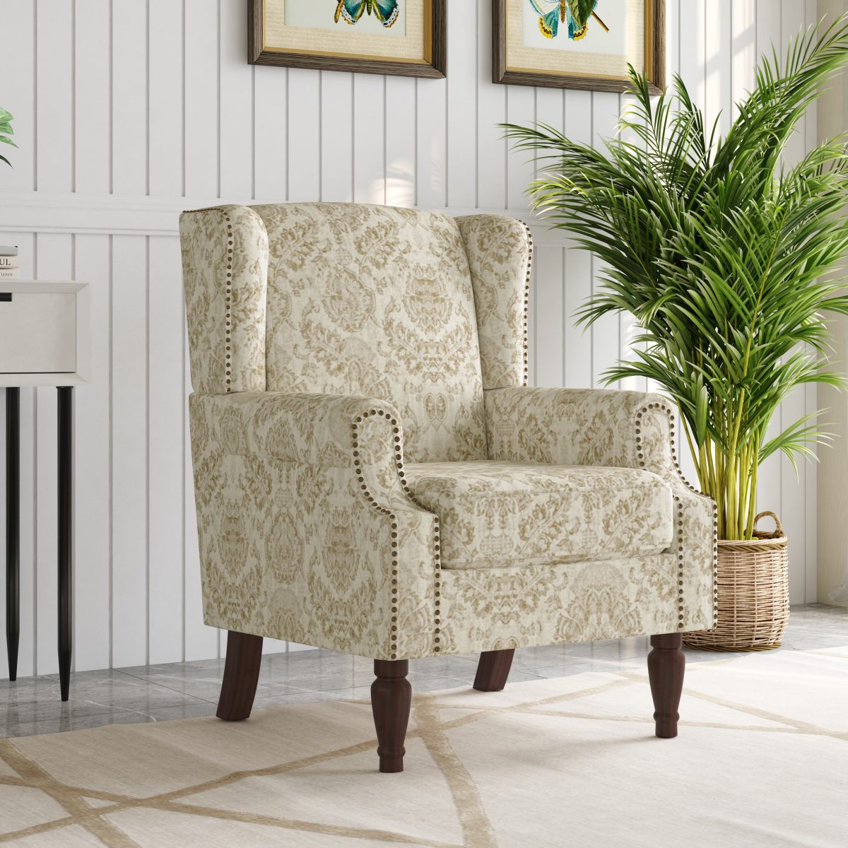 Floral Upholstered Wingback Accent Chair - Image 2