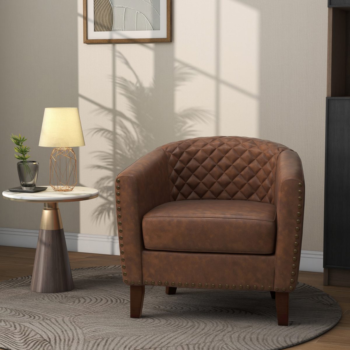 Elvina 30.12" Faux Leather Tufted Club Chair - Image 7