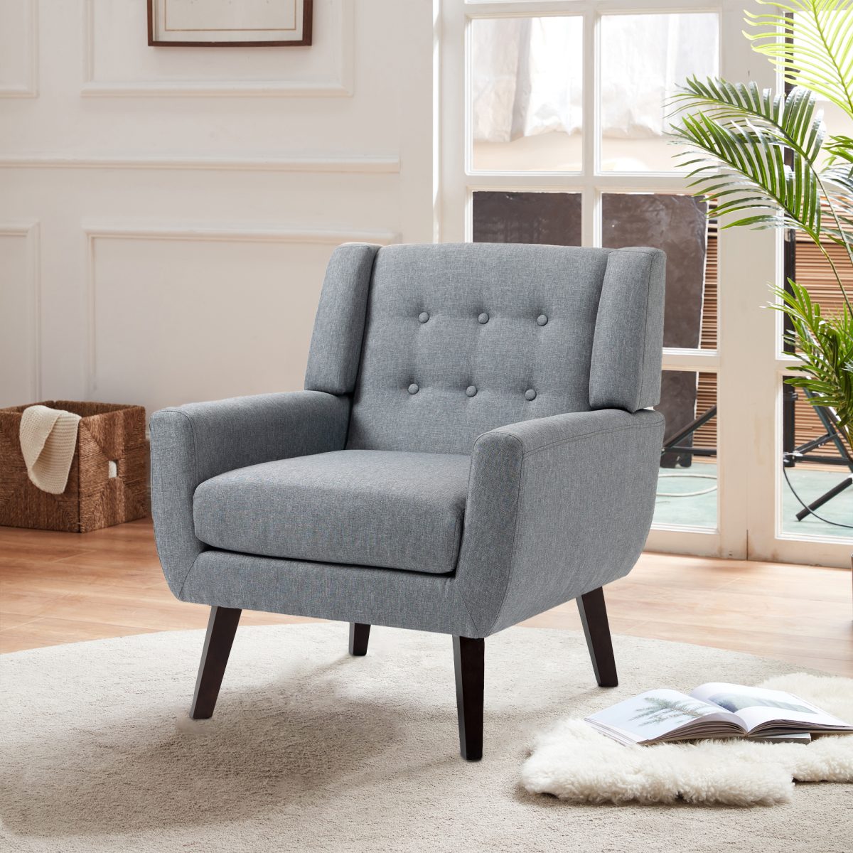 Haven 30.12" Wide Tufted Faux Leather Barrel Club Chair - Image 8