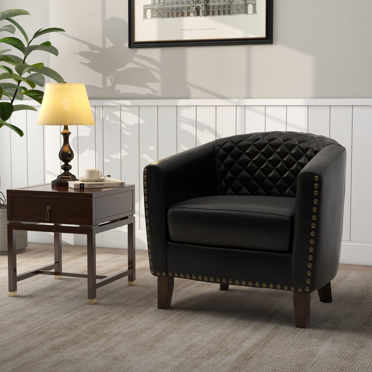 Elvina 30.12" Faux Leather Tufted Club Chair - Image 4