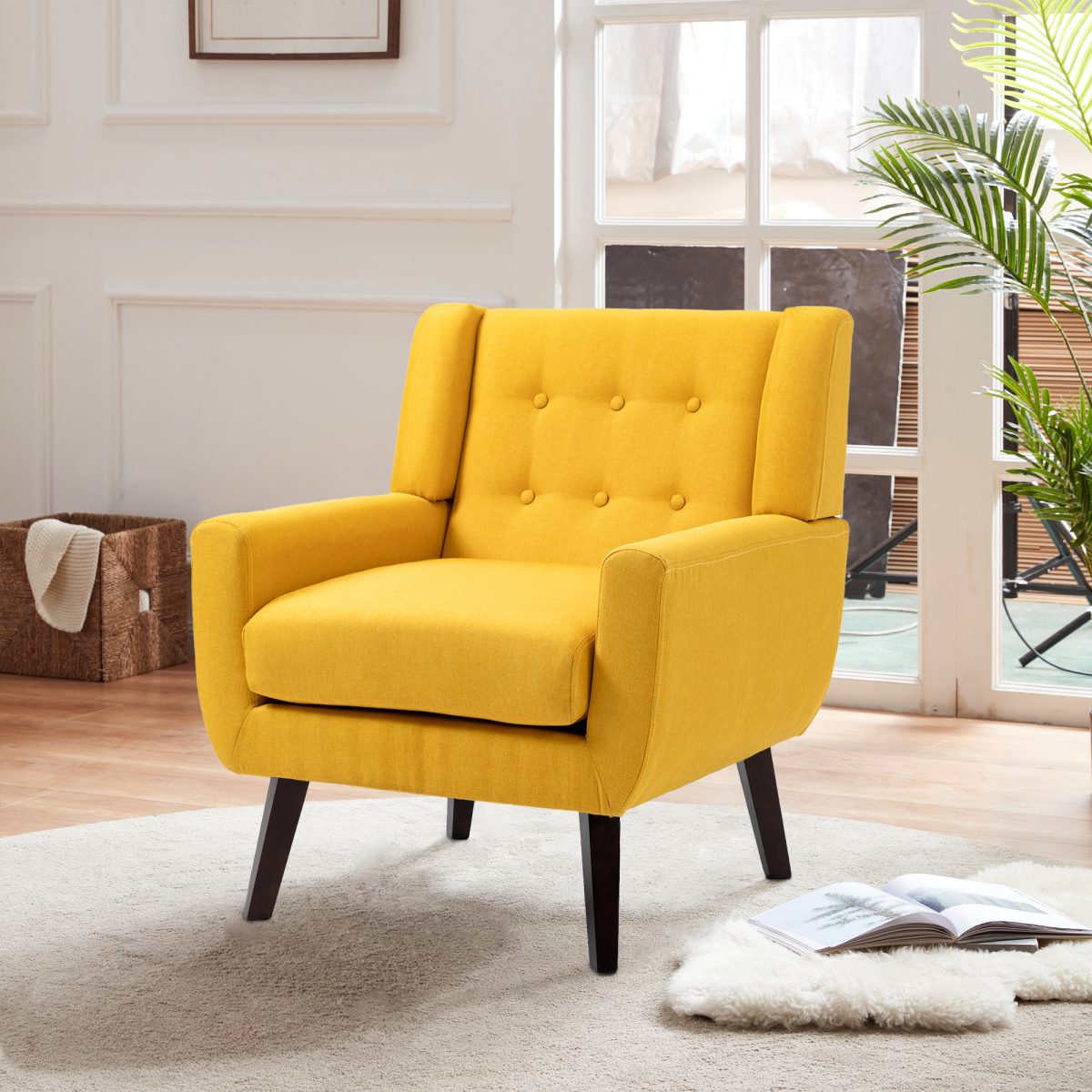 Haven 30.12" Wide Tufted Faux Leather Barrel Club Chair - Image 6