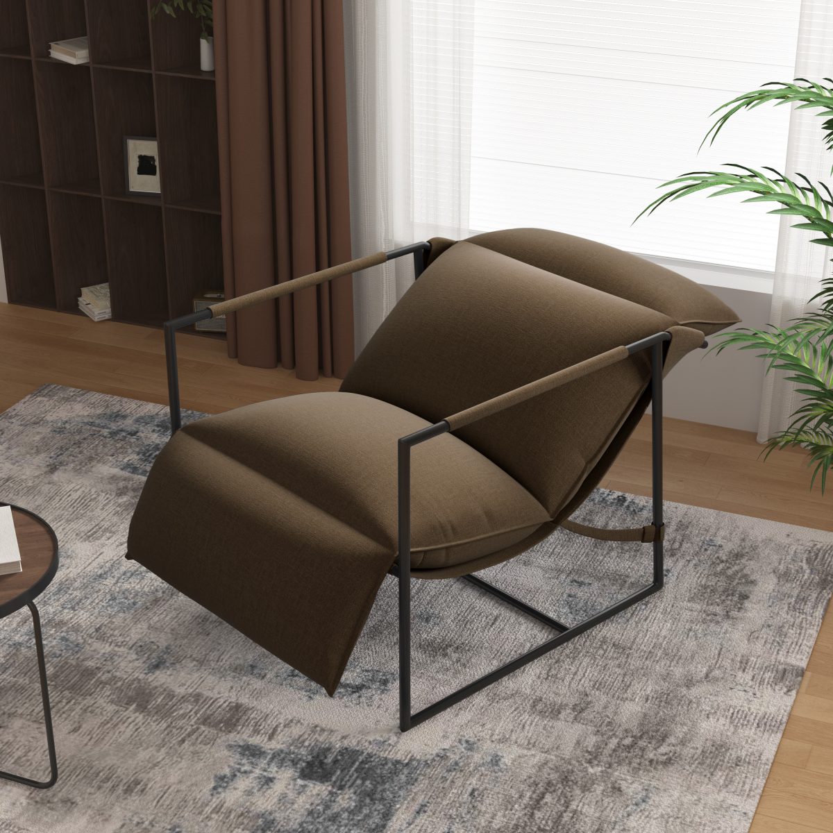 Finnigan 30.8'' W Modern Metal Framed Sling Upholstered Accent Chair - Image 3