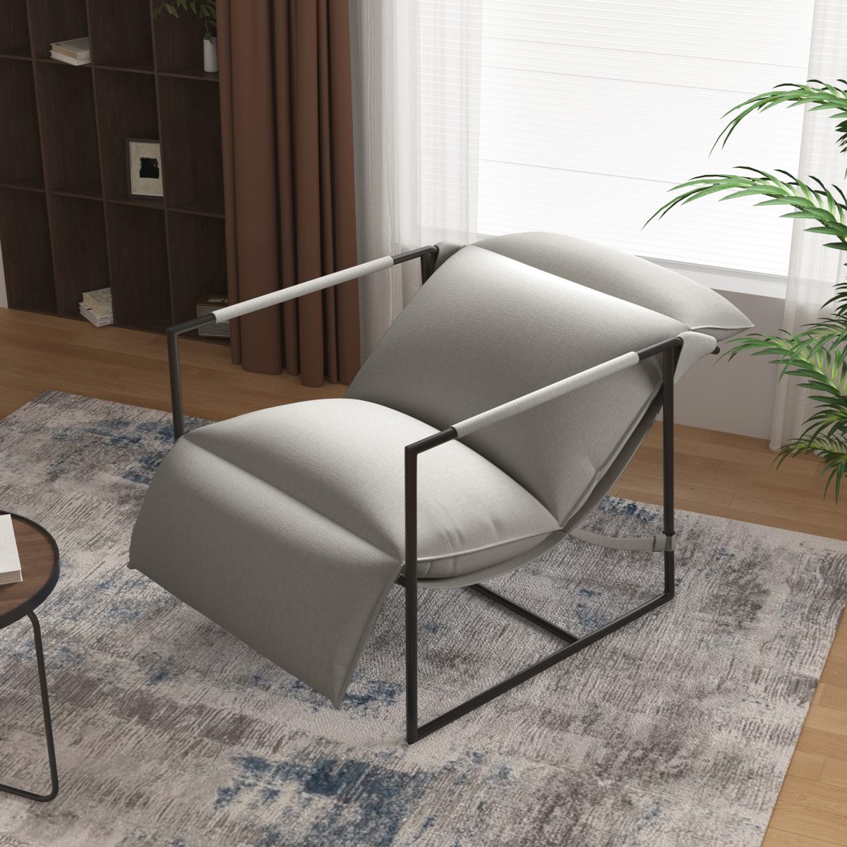 Finnigan 30.8'' W Modern Metal Framed Sling Upholstered Accent Chair - Image 5