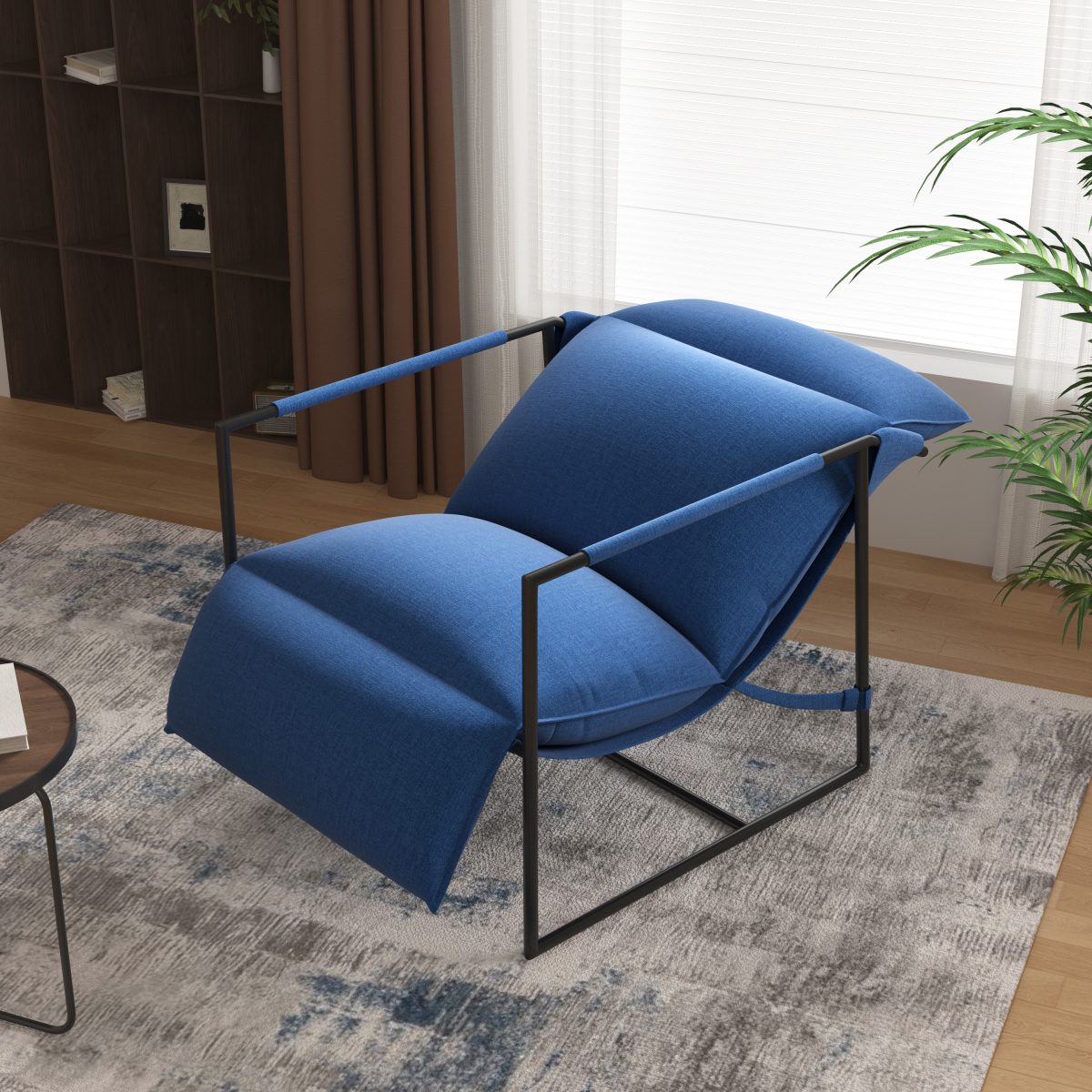 Finnigan 30.8'' W Modern Metal Framed Sling Upholstered Accent Chair - Image 4