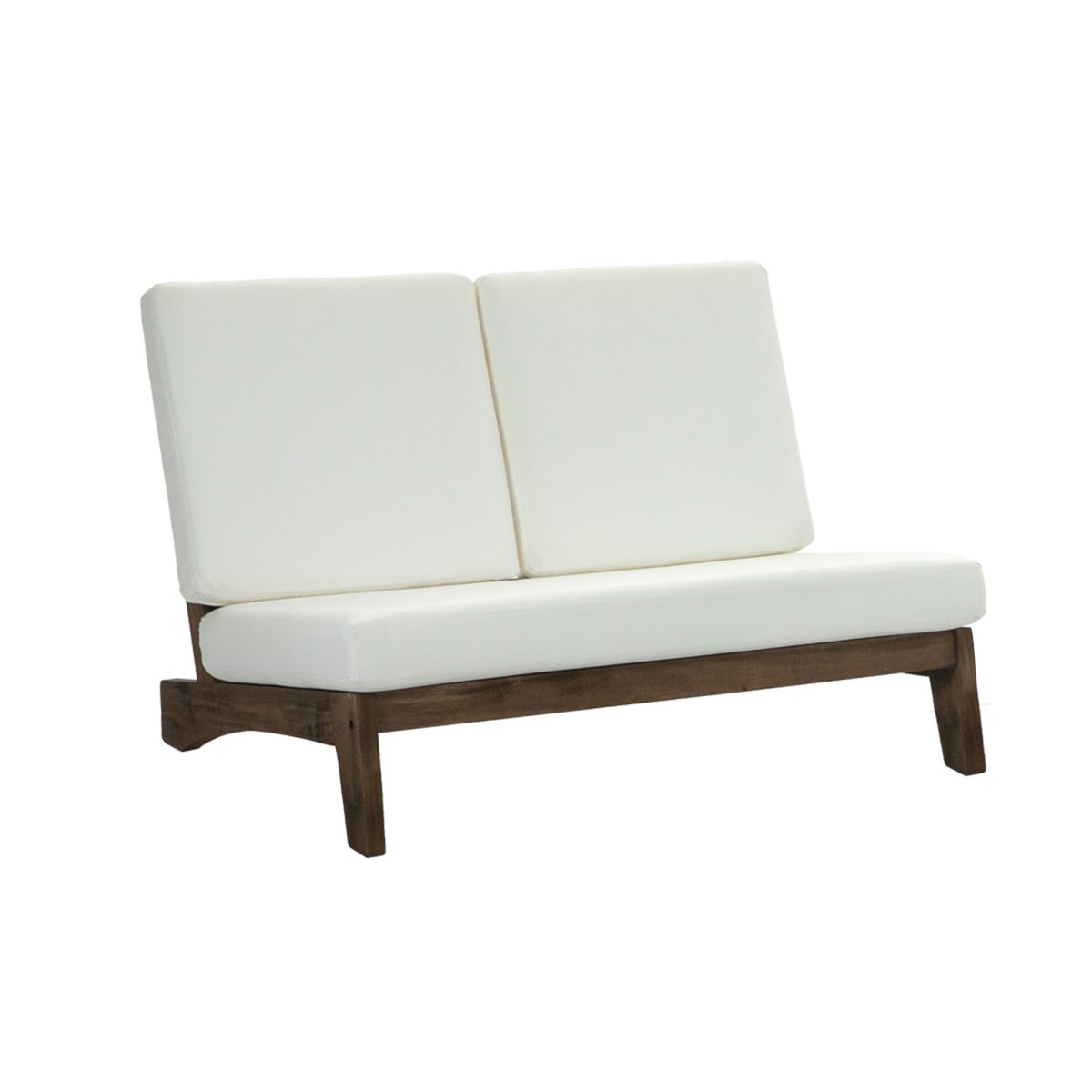 Wood Outdoor Sectional Furniture 2 Seat Armless Patio Loveseat - Image 1