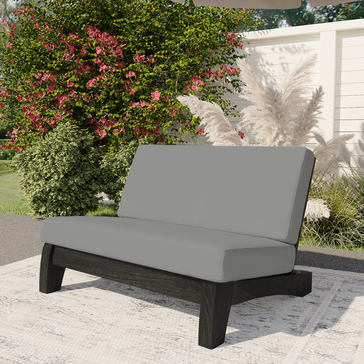 Wood Outdoor Sectional Furniture 2 Seat Armless Patio Sofa - Image 3