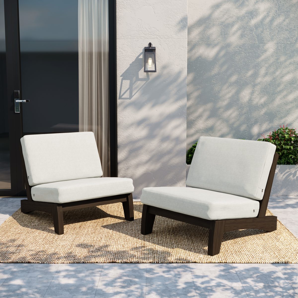 Wood Outdoor Sectional Furniture Armless Patio Chair - Image 2